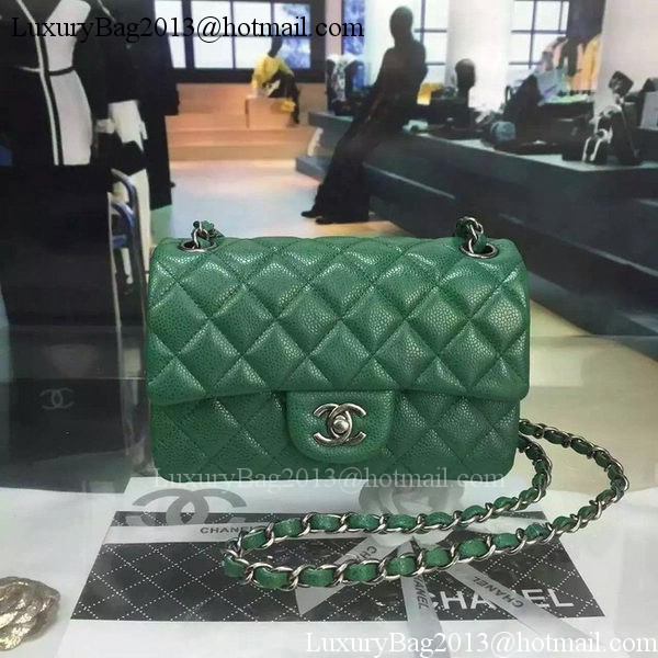 Chanel Classic MINI Flap Bag Cannage Pattern Leather A8500 Green