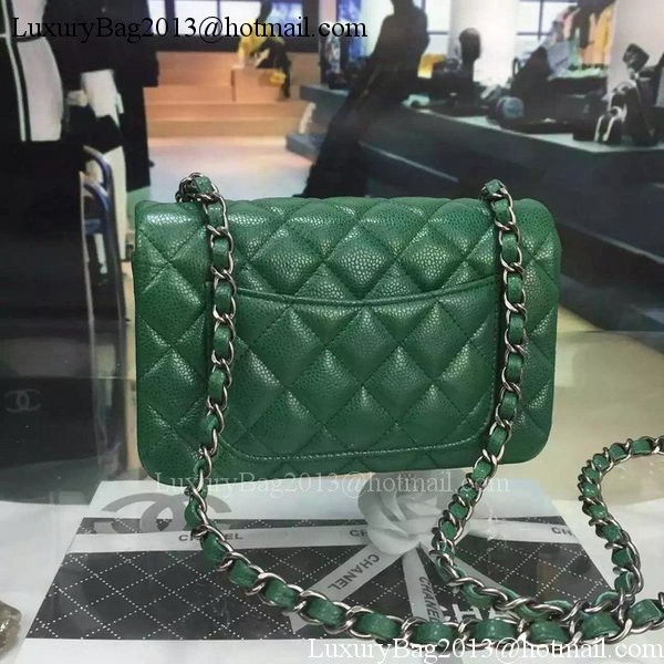 Chanel Classic MINI Flap Bag Cannage Pattern Leather A8500 Green