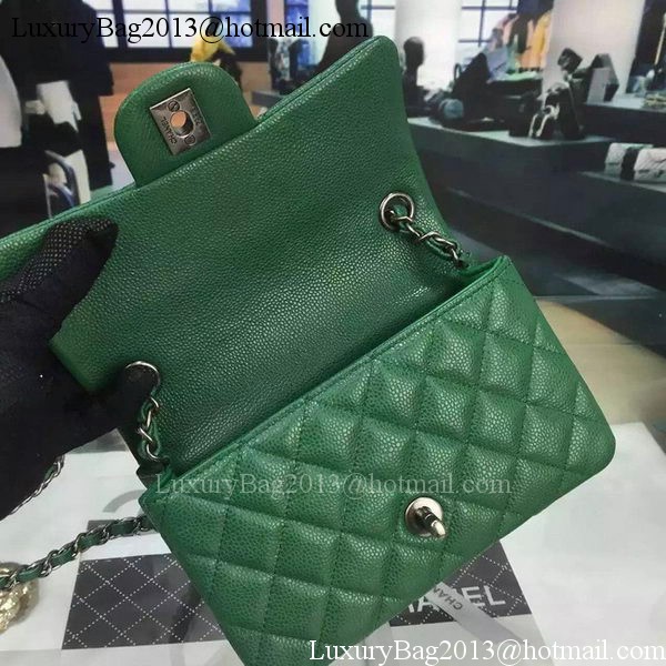 Chanel Classic MINI Flap Bag Cannage Pattern Leather A8500 Green