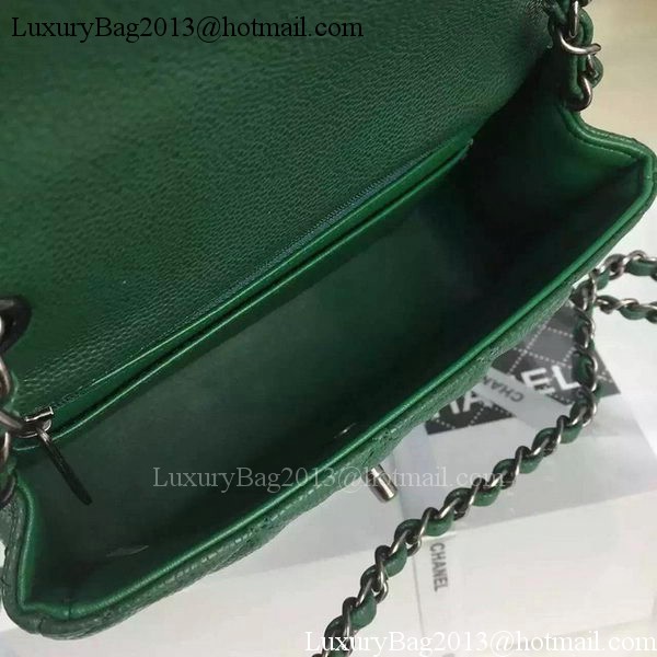 Chanel Classic MINI Flap Bag Cannage Pattern Leather A8500 Green