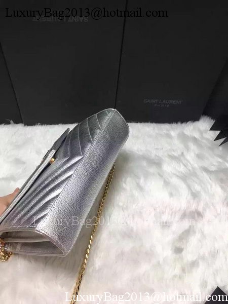 YSL Classic Monogramme Clutch Cannage Pattern YSL0223 Silver