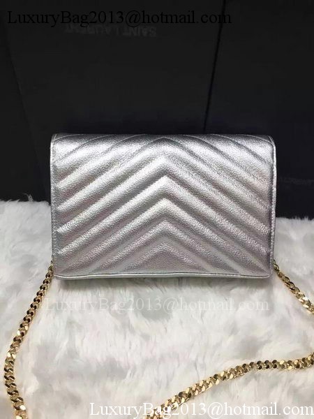 YSL Classic Monogramme Clutch Cannage Pattern YSL0223 Silver