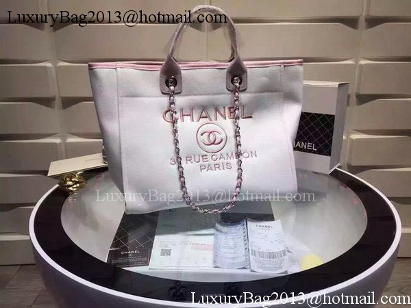 Chanel Large Canvas Tote Shopping Bag A5002 Light Pink