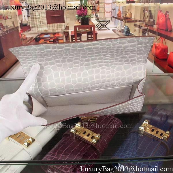 Hermes Croco Leather Clutch H88017 Grey