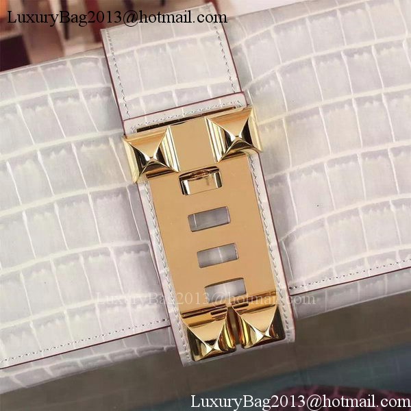 Hermes Croco Leather Clutch H88017 Grey