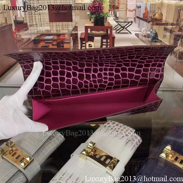 Hermes Croco Leather Clutch H88017 Purple