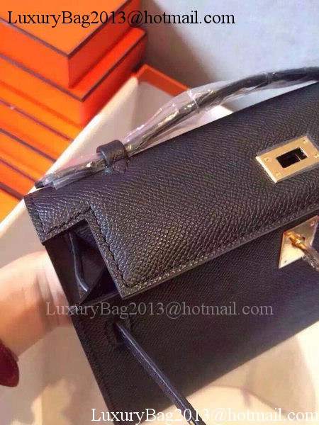 Hermes MINI Kelly 22cm Tote Bag Calfskin Leather K22 Black