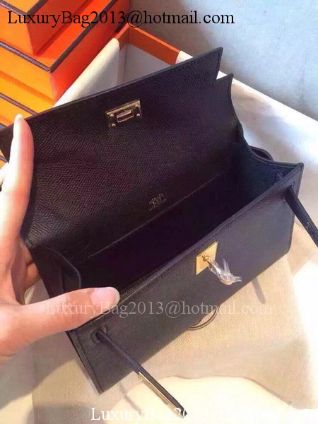 Hermes MINI Kelly 22cm Tote Bag Calfskin Leather K22 Black