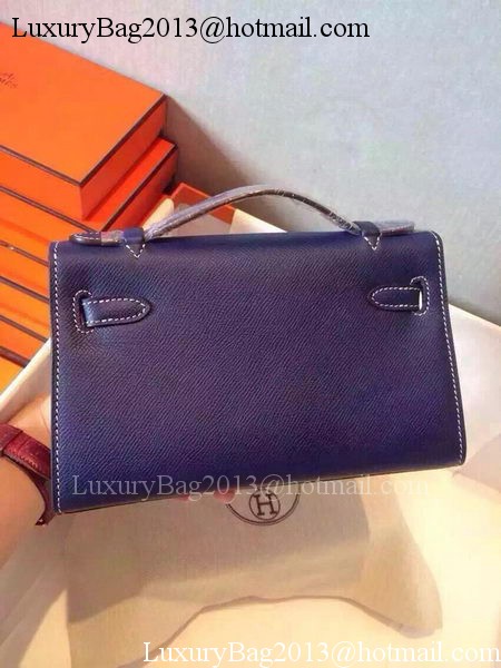 Hermes MINI Kelly 22cm Tote Bag Calfskin Leather K22 Blue