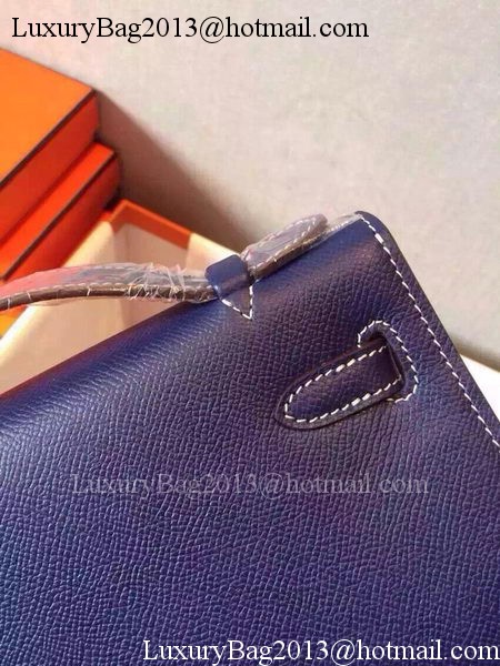 Hermes MINI Kelly 22cm Tote Bag Calfskin Leather K22 Blue