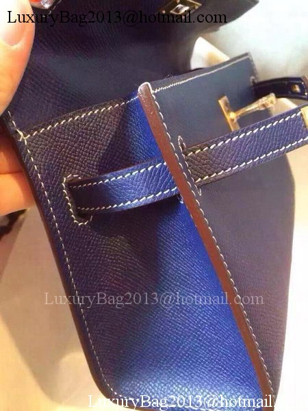 Hermes MINI Kelly 22cm Tote Bag Calfskin Leather K22 Blue