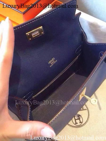 Hermes MINI Kelly 22cm Tote Bag Calfskin Leather K22 Blue