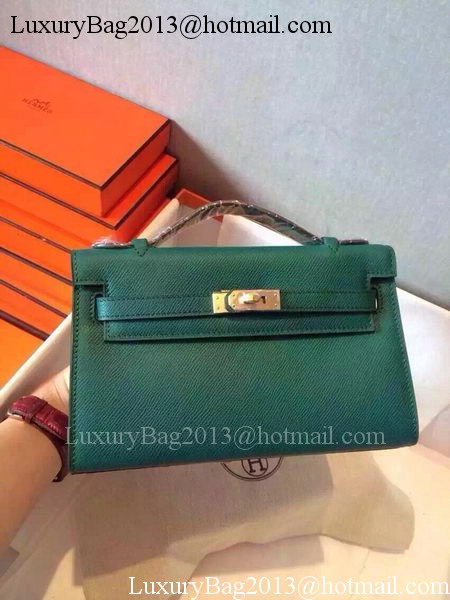 Hermes MINI Kelly 22cm Tote Bag Calfskin Leather K22 Dark Green