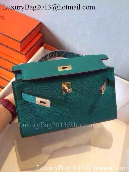 Hermes MINI Kelly 22cm Tote Bag Calfskin Leather K22 Dark Green