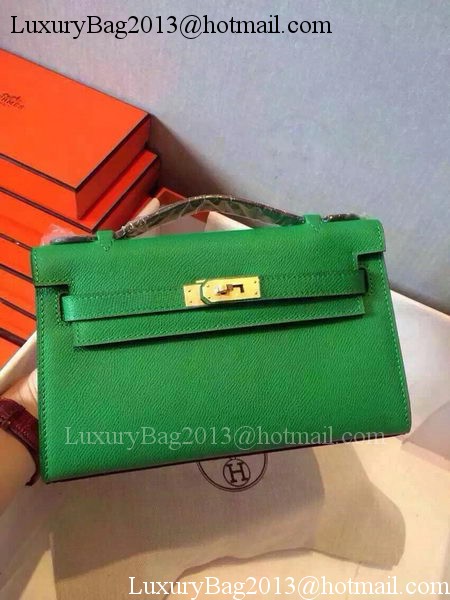 Hermes MINI Kelly 22cm Tote Bag Calfskin Leather K22 Green