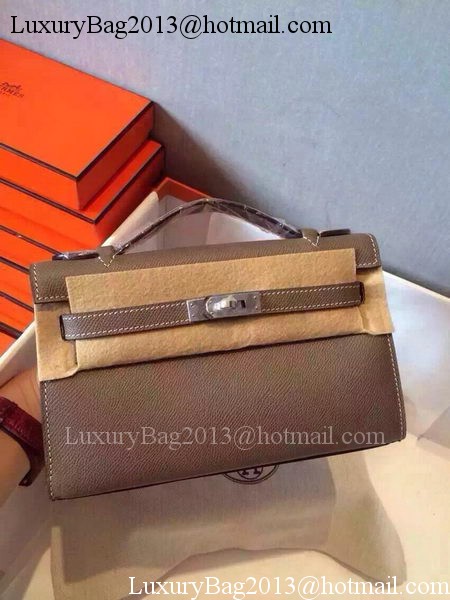 Hermes MINI Kelly 22cm Tote Bag Calfskin Leather K22 Grey