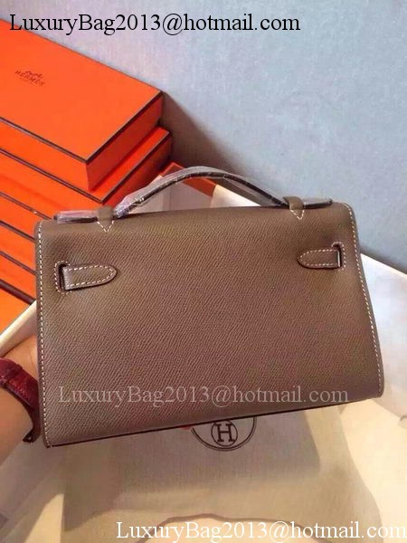 Hermes MINI Kelly 22cm Tote Bag Calfskin Leather K22 Grey