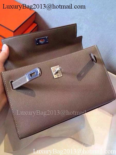 Hermes MINI Kelly 22cm Tote Bag Calfskin Leather K22 Grey