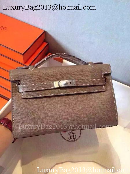 Hermes MINI Kelly 22cm Tote Bag Calfskin Leather K22 Grey