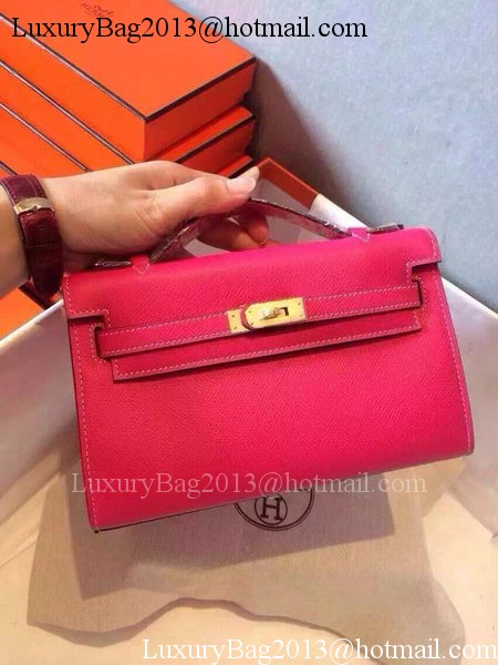 Hermes MINI Kelly 22cm Tote Bag Calfskin Leather K22 Rose