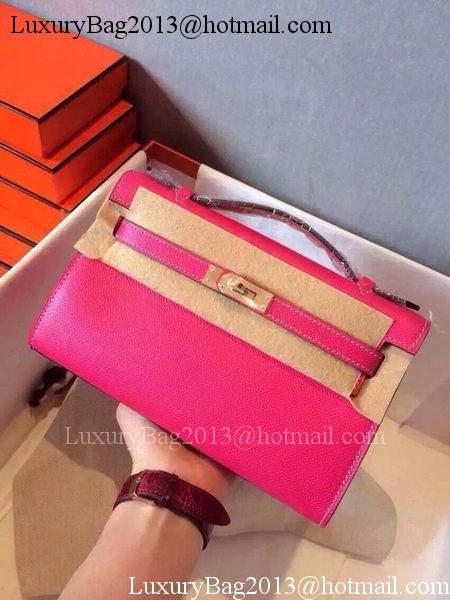 Hermes MINI Kelly 22cm Tote Bag Calfskin Leather K22 Rose