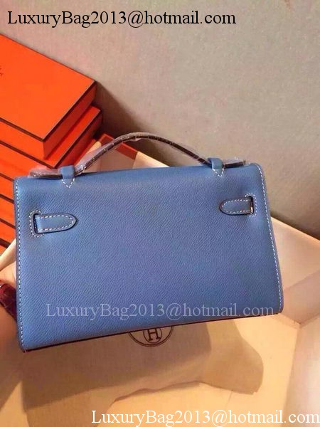 Hermes MINI Kelly 22cm Tote Bag Calfskin Leather K22 SkyBlue