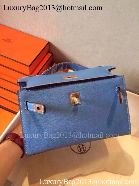 Hermes MINI Kelly 22cm Tote Bag Calfskin Leather K22 SkyBlue