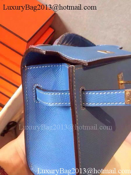 Hermes MINI Kelly 22cm Tote Bag Calfskin Leather K22 SkyBlue