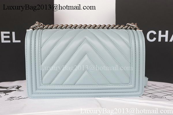 Boy Chanel Flap Bag Original Chevron Sheepskin A67025 Light Blue