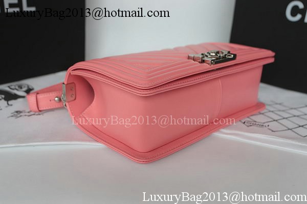 Boy Chanel Flap Bag Original Chevron Sheepskin A67025 Pink