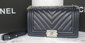 Boy Chanel Flap Bag Original Chevron Sheepskin A67025 Royal