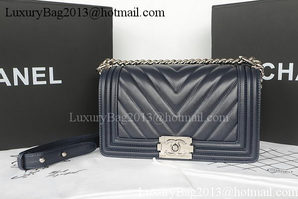 Boy Chanel Flap Bag Original Chevron Sheepskin A67025 Royal