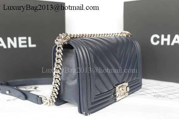 Boy Chanel Flap Bag Original Chevron Sheepskin A67025 Royal