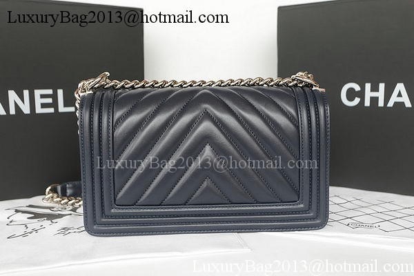 Boy Chanel Flap Bag Original Chevron Sheepskin A67025 Royal