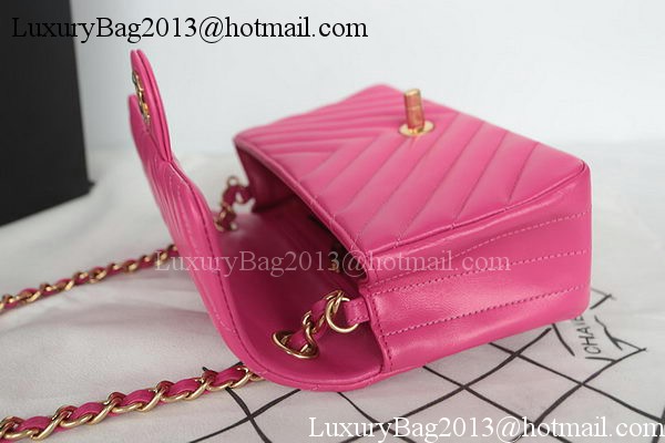 Chanel Classic MINI Flap Bag Chevron Sheepskin Leather A1119 Rose