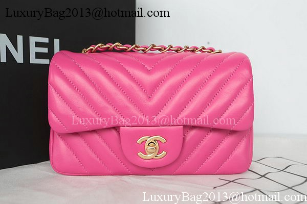 Chanel Classic MINI Flap Bag Chevron Sheepskin Leather A1119 Rose