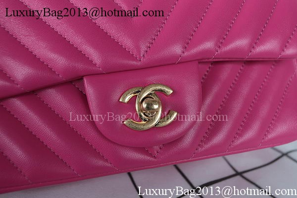 Chanel Classic MINI Flap Bag Chevron Sheepskin Leather A1119 Rose