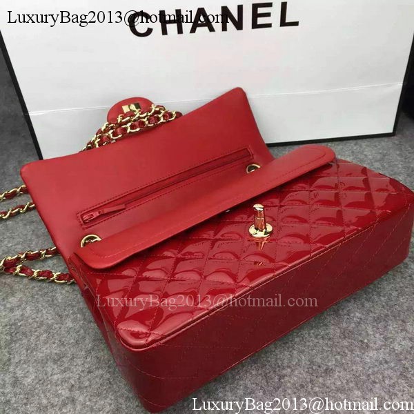 Chanel 2.55 Series Double Flap Bag Red Original Patent Leather CF7024 Gold