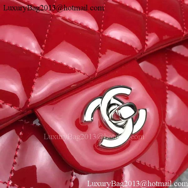 Chanel 2.55 Series Double Flap Bag Red Original Patent Leather CF7024 Silver