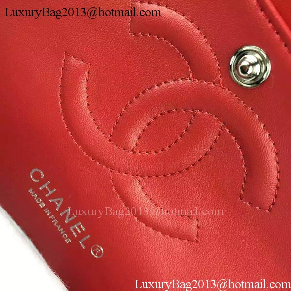 Chanel 2.55 Series Double Flap Bag Red Original Patent Leather CF7024 Silver