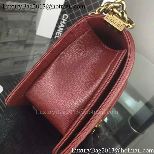 Chanel Boy Flap Shoulder Bag Burgundy Original Calfskin Leather A8708 Bronze