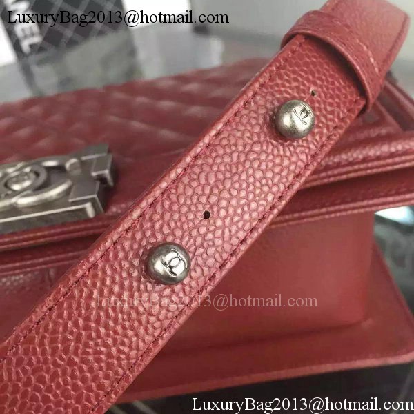 Chanel Boy Flap Shoulder Bag Burgundy Original Calfskin Leather A8708 Silver