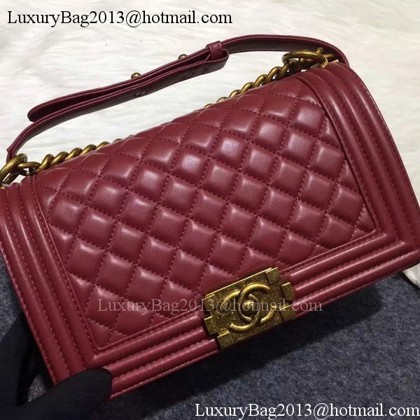 Chanel Boy Flap Shoulder Bag Burgundy Original Sheepskin Leather A67086 Bronze