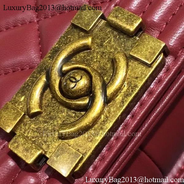 Chanel Boy Flap Shoulder Bag Burgundy Original Sheepskin Leather A67086 Bronze