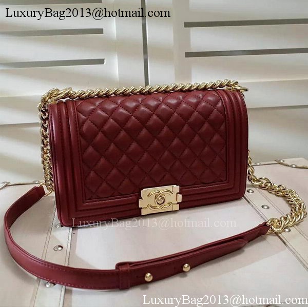 Chanel Boy Flap Shoulder Bag Burgundy Original Sheepskin Leather A67086 Gold