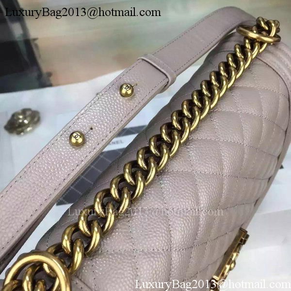 Chanel Boy Flap Shoulder Bag Grey Original Calfskin Leather A8708 Bronze