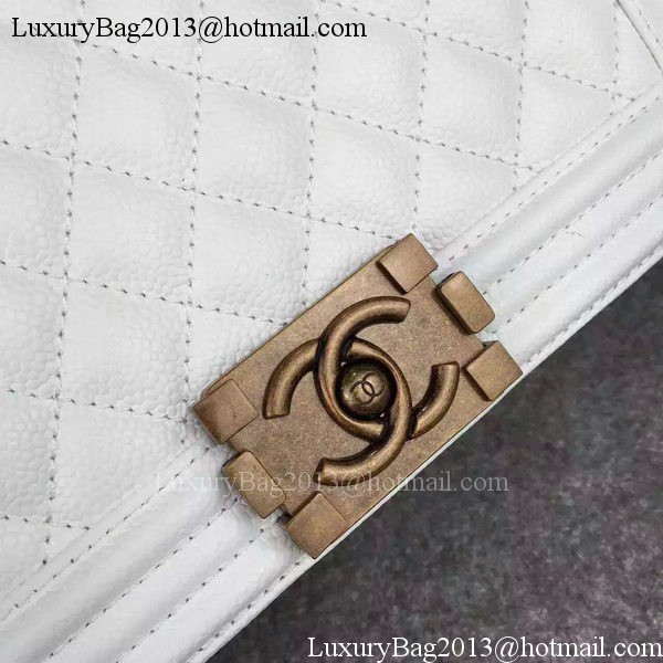 Chanel Boy Flap Shoulder Bag White Original Calfskin Leather A8708 Bronze