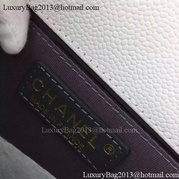 Chanel Boy Flap Shoulder Bag White Original Calfskin Leather A8708 Bronze