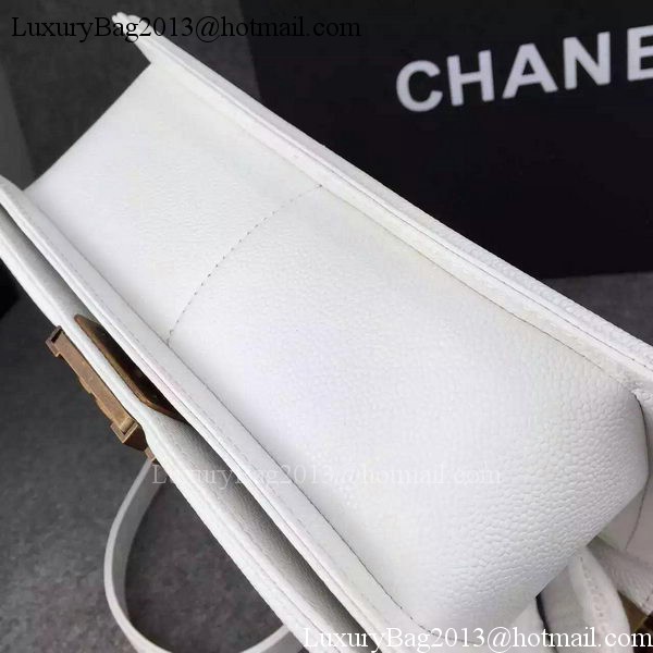 Chanel Boy Flap Shoulder Bag White Original Calfskin Leather A8708 Bronze