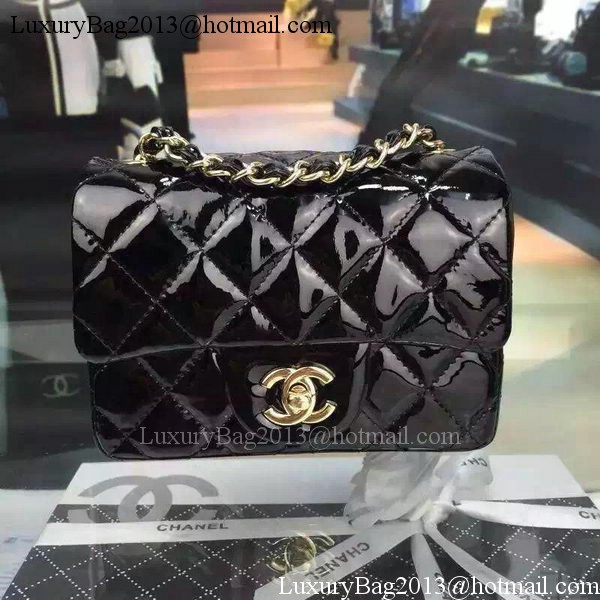 Chanel Classic mini Flap Bag Black Original Patent Leather CF7171 Gold